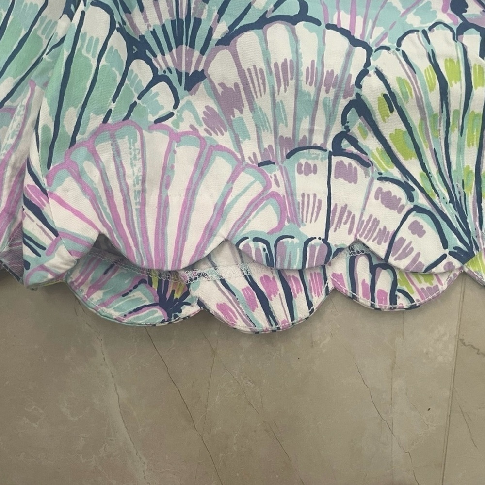 Lilly Pulitzer Shorts Size 6 Buttercup Multicolor Seashell Print Scalloped Hem - Picture 9 of 11